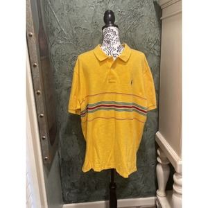 Polo Ralph Lauren Men's Yellow Striped Polo Shirt Size XXL